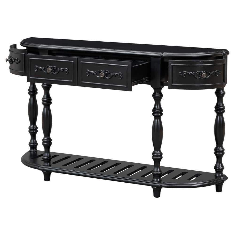 COWLOWN 52 in. W x 13 in. D x 32.2 in. H Bathroom Black Linen Cabinet (1)