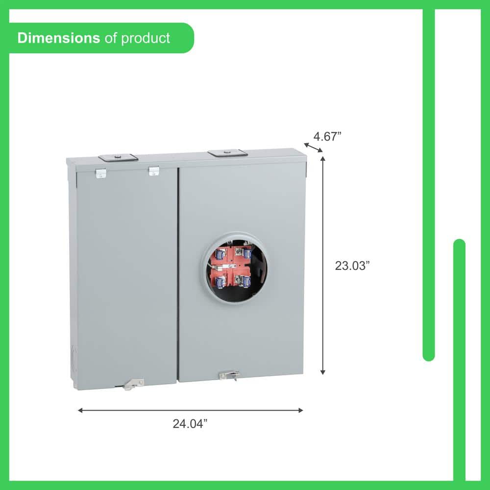 Square D 200 Amp Ringless Overhead or Underground Outdoor Main Breaker Meter Socket (3)