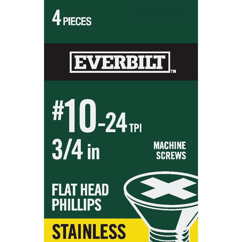 Everbilt #10-24 x 3/4 in. Phillips Flat Head Stainless Steel Machine Screw (4-Pack) (1)