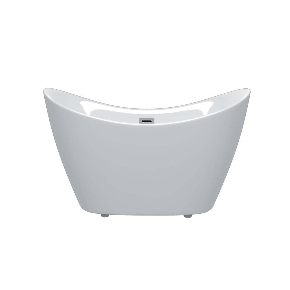 INSEEDE SORA 67 in. Spa-Like Freestanding Soaking Tub, Gloss White Acrylic with Chrome Overflow & Pop-Up Drain (1)