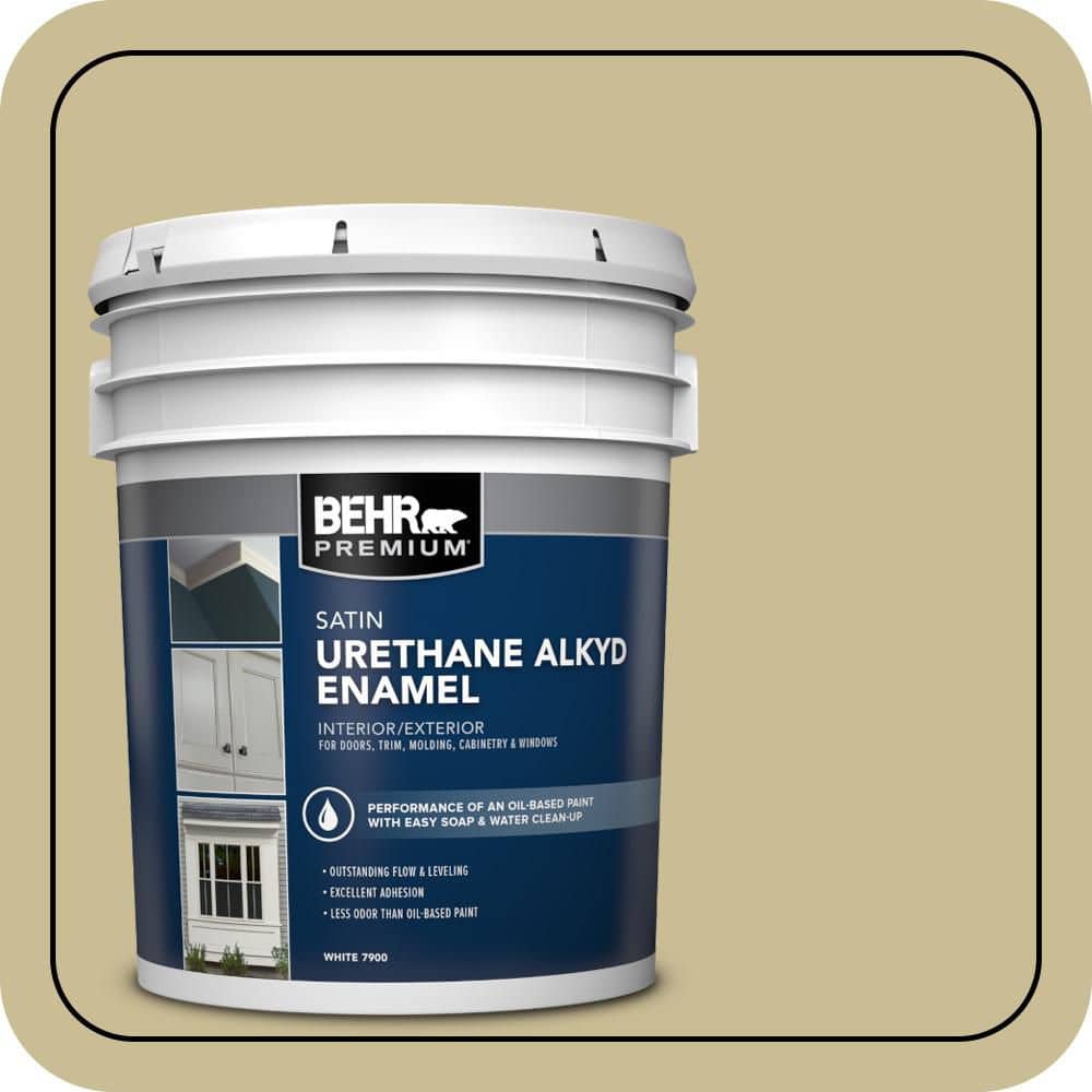 BEHR PREMIUM 5 gal. #M330-4 Morning Tea Urethane Alkyd Satin Enamel Interior/Exterior Paint