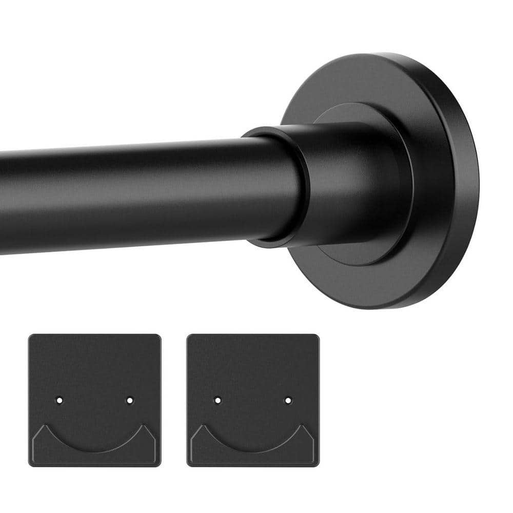 JFVKAF Adjustable Shower Curtain Rod 16.90 in. L x 3.10 in. W Black Anti-Rust Tension Rod with Holder for Bathroom