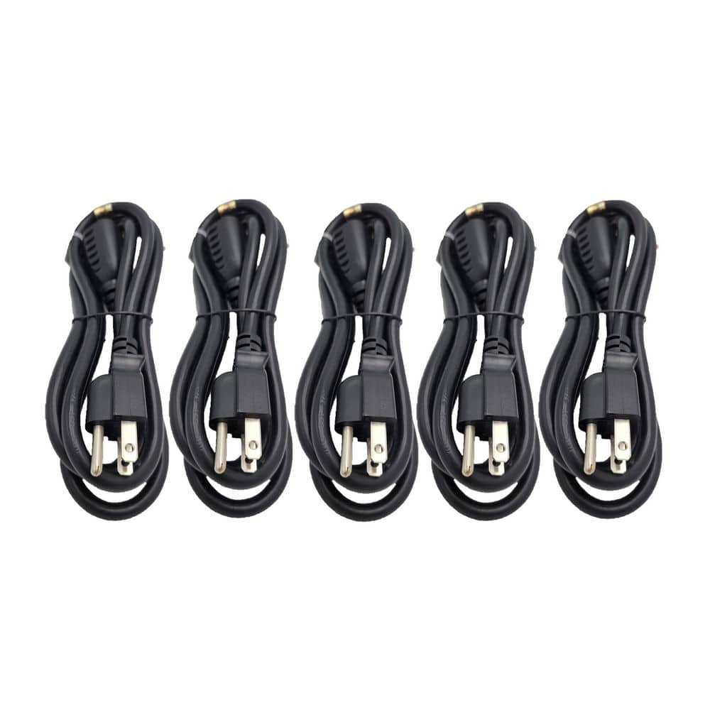 Micro Connectors, Inc 6 ft. UL Power Extension Cord 16 AWG / 13 Amp (NEMA 5-15R to NEMA 5-15P) Indoor /Black (5-Pack) (1)