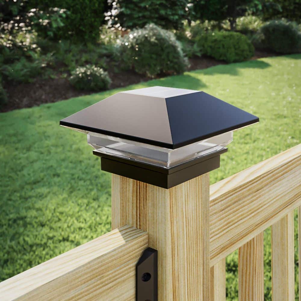Deckorators 4 in. x 4 in. Black Plastic Solar Post Cap (6-Pack) (2)