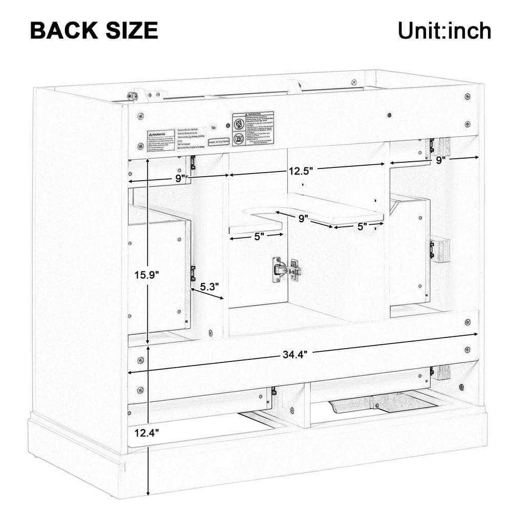 SANFANGIE BY 35.5 in. Bath Vanity Cabinet without Top in Green Unassembled, with 1 Door, 6 Drawers (3)