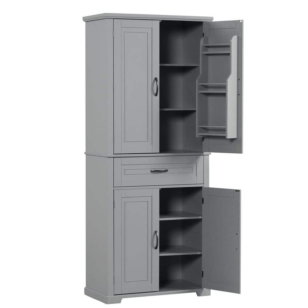 Unbranded 29.9 in. W 15.7 in. D 72.2 in. H MDF Freestanding Linen Cabinet with Adjustable Shelf (4)