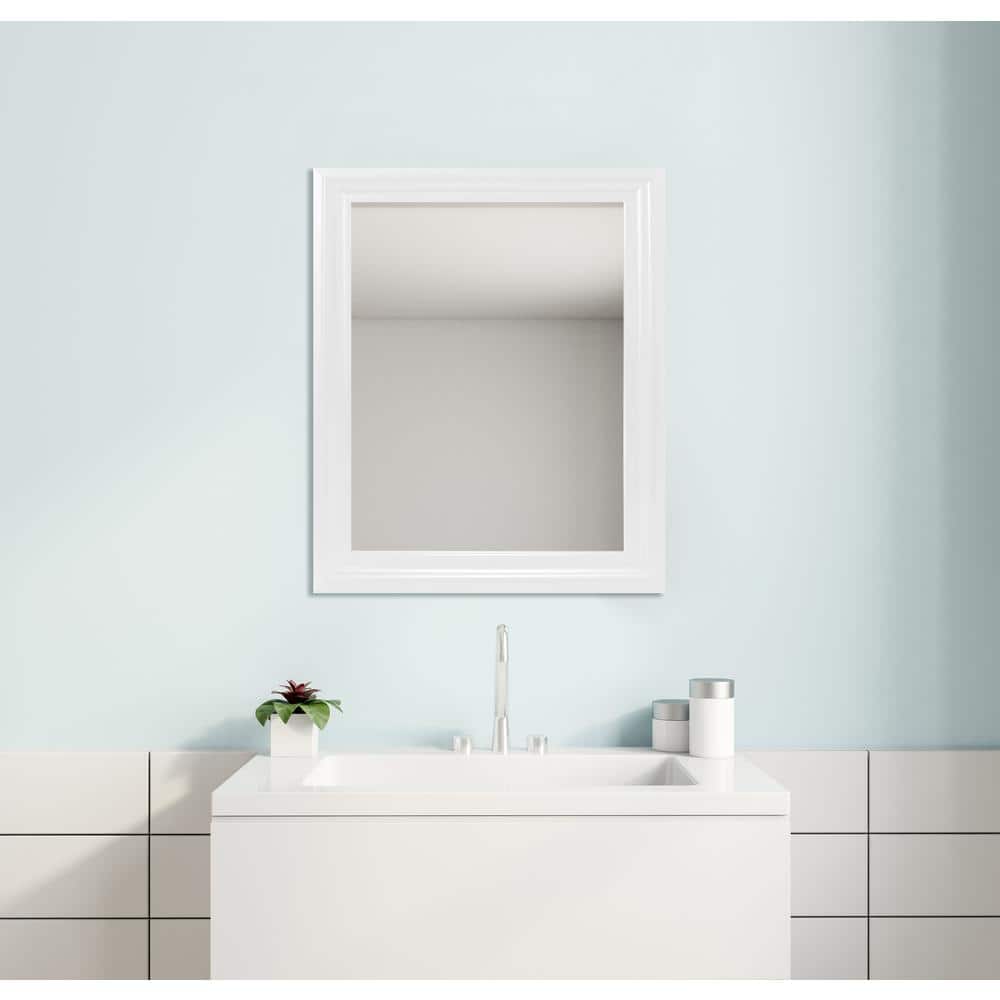 Glacier Bay 23.5 in. W x 28.5 in. H Rectangular PS Framed Wall Bathroom Vanity Mirror in White (Screws Not Included)