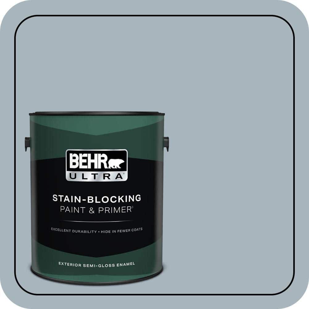 BEHR ULTRA 1 gal. #MQ5-23 Intercoastal Gray Semi-Gloss Enamel Exterior Paint & Primer