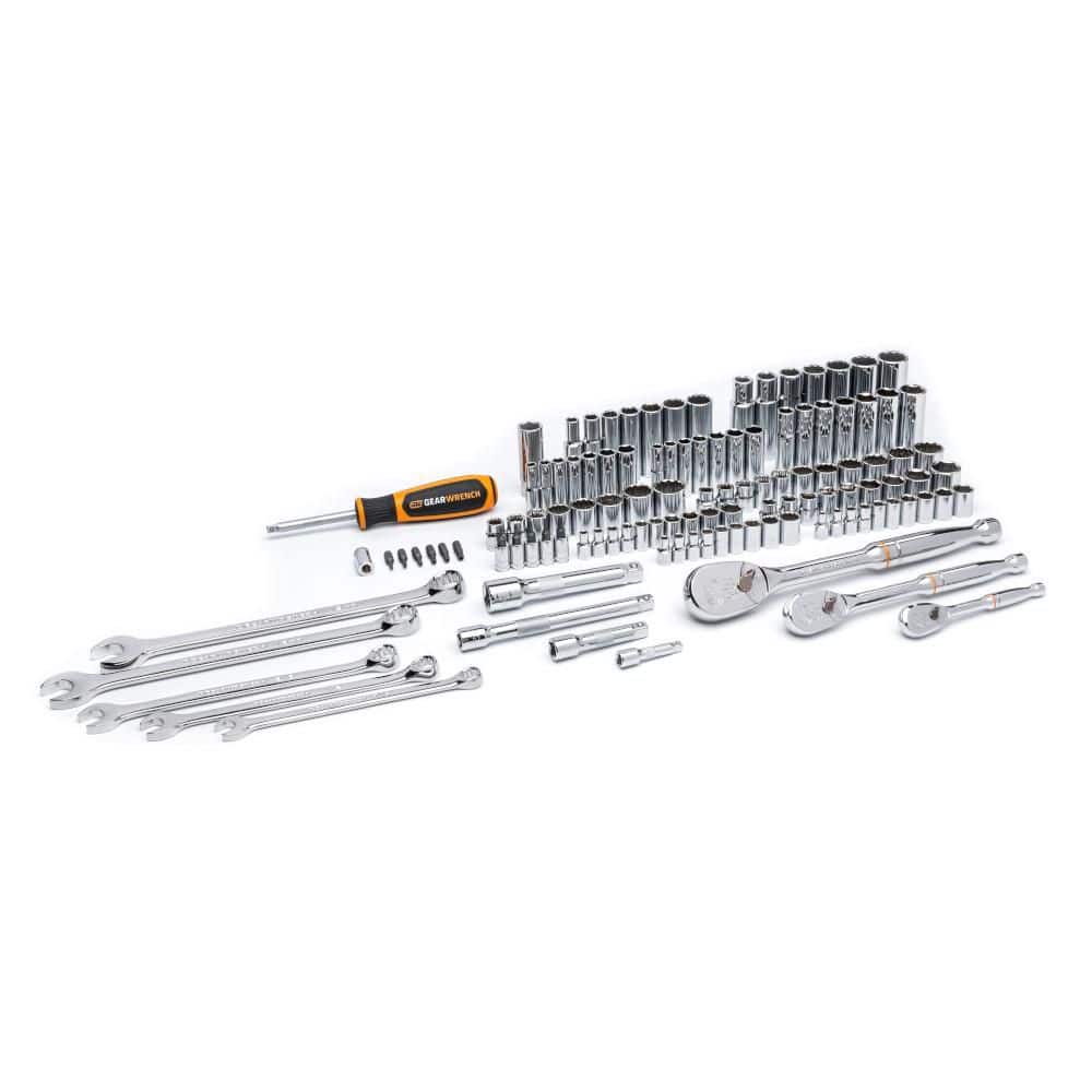 GEARWRENCH 1/4 in., 3/8 in. and 1/2 in. Drive Standard and Deep SAE/Metric Mechanics Tool Set (118-Piece) (1)