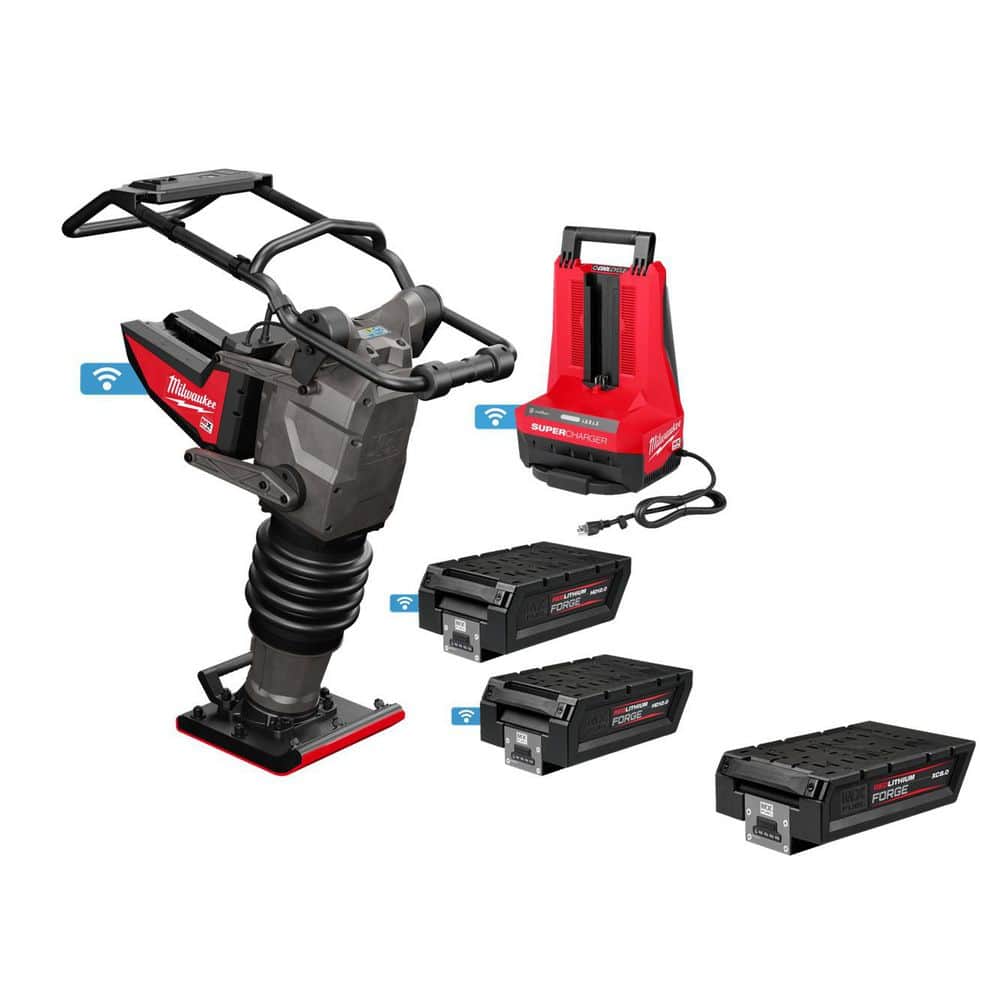 Milwaukee MX FUEL 70 KG Rammer Kit with (2) MX FUEL FORGE HD12. 0 Batteries, MX FUEL Super Charger, & MX8. 0 Battery