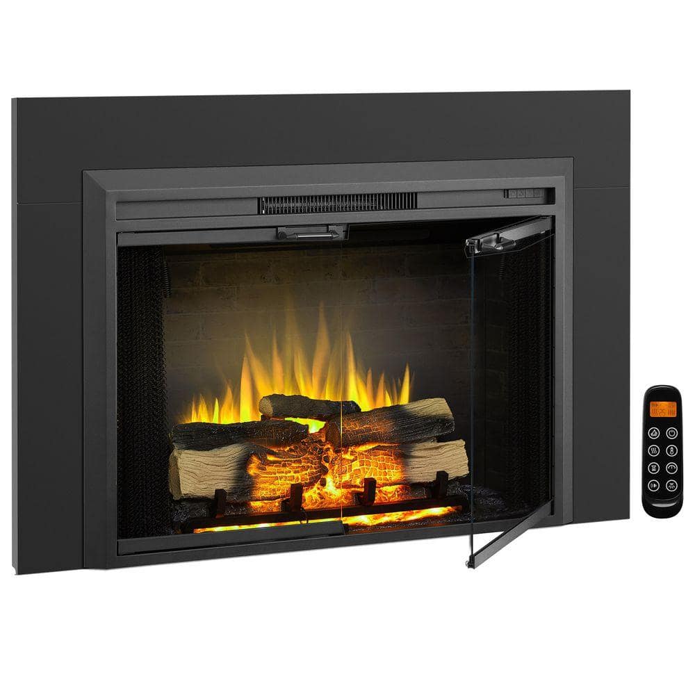 Legend Flame Damon 39 in. Electric Fireplace Insert with Trim Kit, Glass Door and Mesh Screen