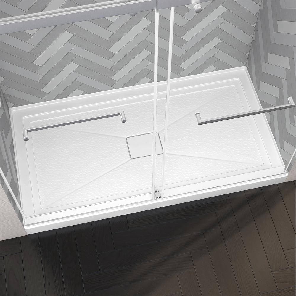NTQ 60 in. 32 in. Acrylic Single Threshold Alcove Floor Rectangular Shower Pan Base with Drain (3)
