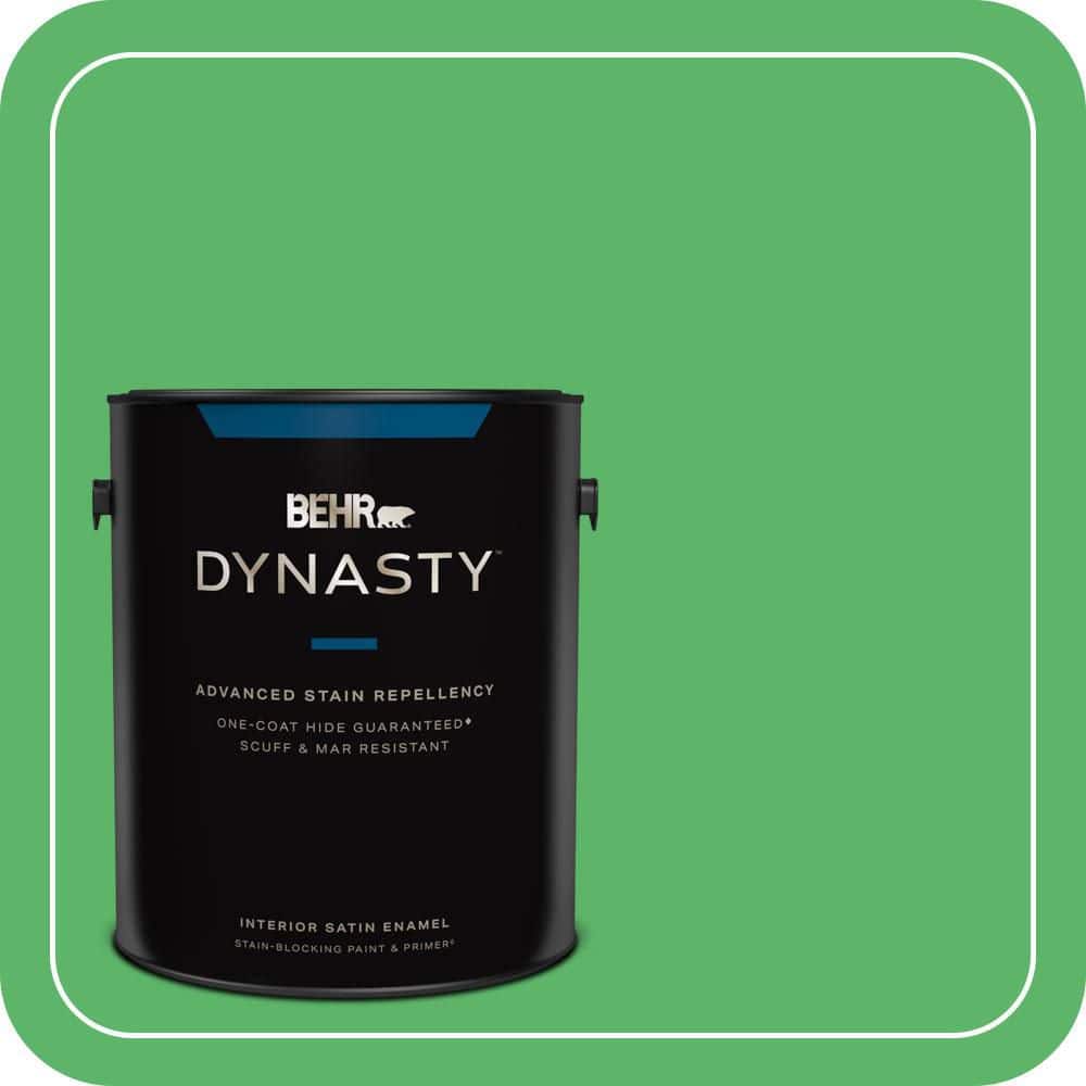 BEHR DYNASTY 1 gal. #P390-6 Lawn Party Satin Enamel Interior Stain-Blocking Paint and Primer