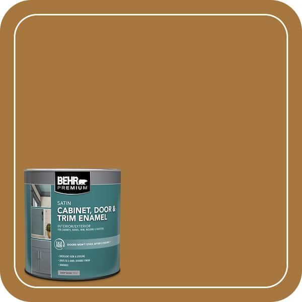 BEHR PREMIUM 1 qt. #MQ4-06 Invitation Gold Satin Enamel Interior/Exterior Cabinet, Door & Trim Paint (2)