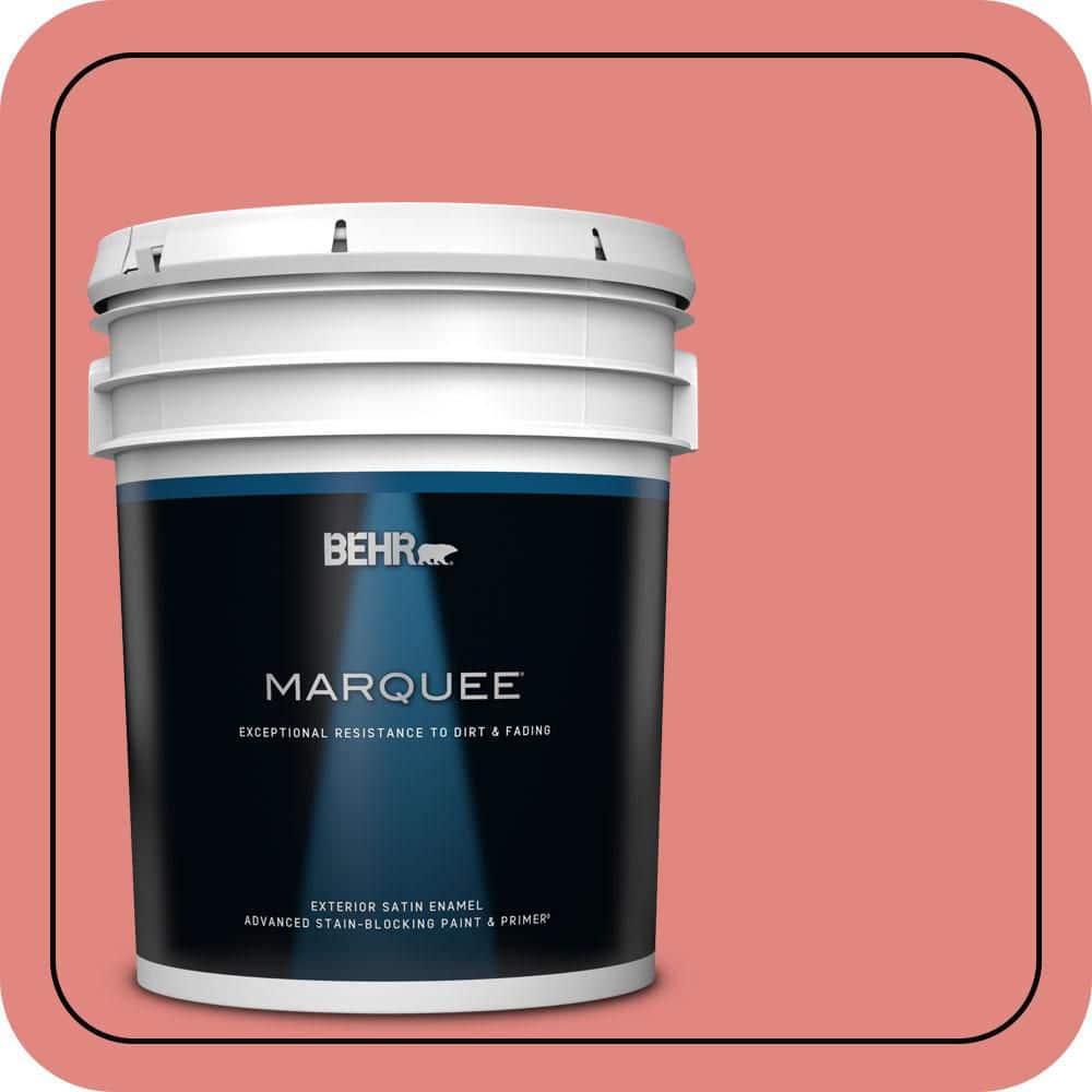 BEHR MARQUEE 5 gal. #PPU1-04A Watermelon Punch Satin Enamel Exterior Paint & Primer