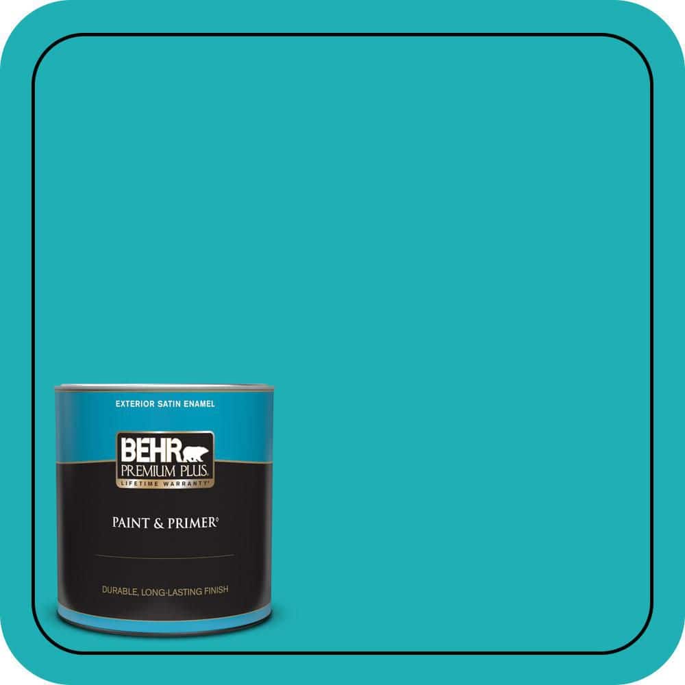 BEHR PREMIUM PLUS 1 qt. #500B-5 Mermaid Treasure Satin Enamel Exterior Paint & Primer