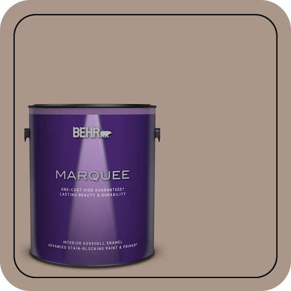 BEHR MARQUEE 1 gal. #N230-4 Chic Taupe One-Coat Hide Eggshell Enamel Interior Paint & Primer (2)