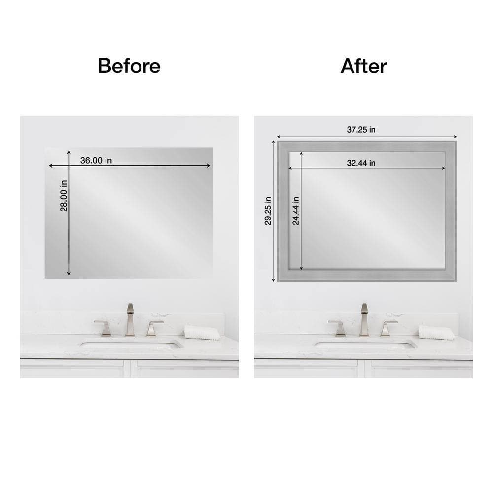 Amanti Art Mirror Makeover VistBrushed Nickel 29.25 in. W x 37.25 in. H Bathroom Mirror Frame Border Kit-Fits a 28 x 36 Mirror (2)