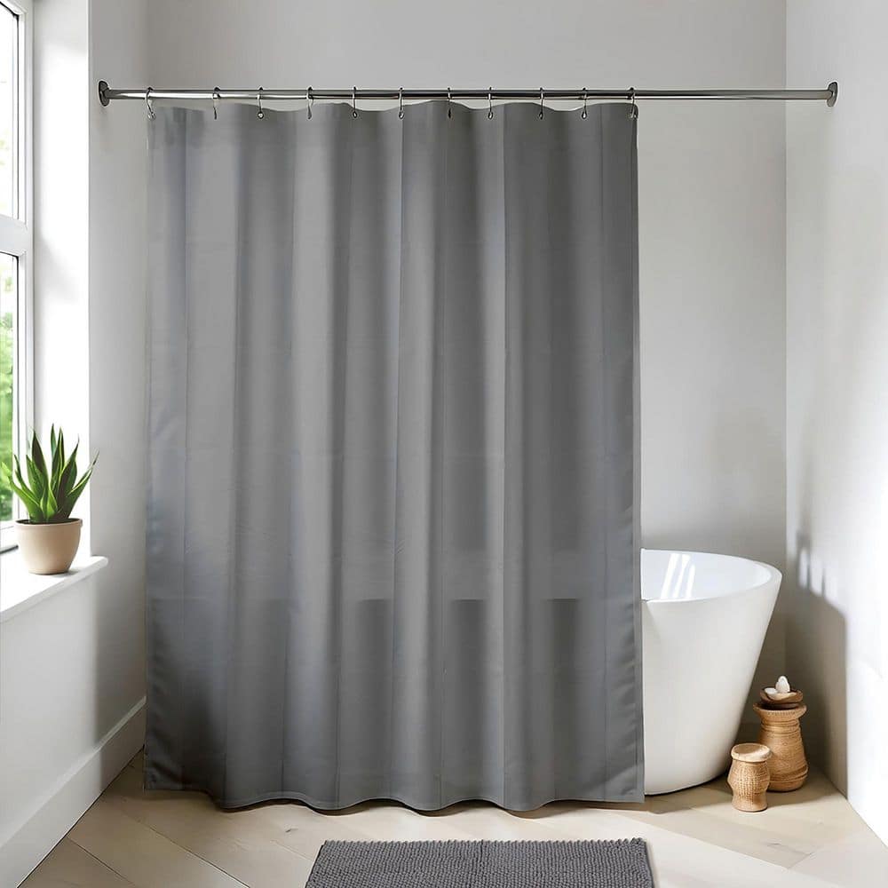 EVIDECO French home goods Solid Eva 71 in. x 78 in. Grey Bath Shower Curtain