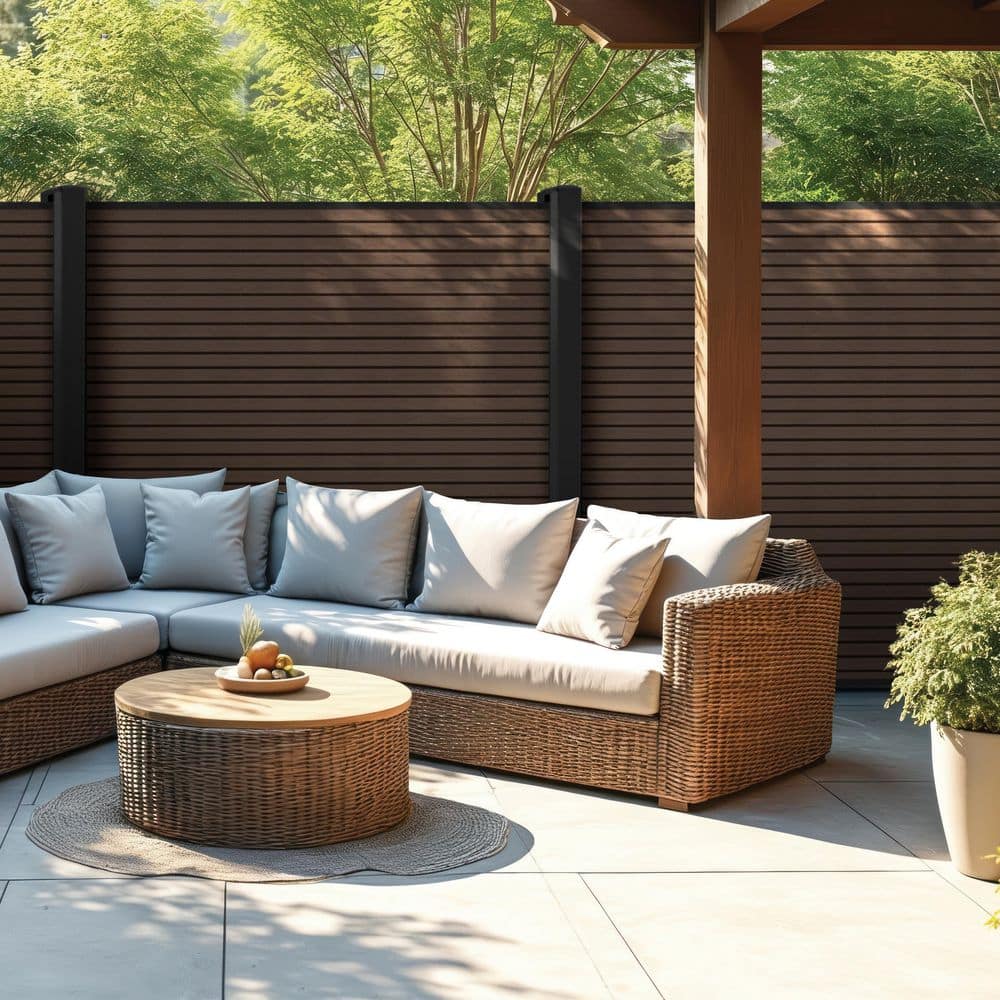CREATIVE SURFACES 6ft. x 6ft. Composite Fluted Board Fence Panel Archer Brown (12-Pack) (3)
