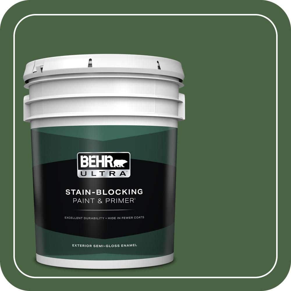 BEHR ULTRA 5 gal. #S400-7 Deep Viridian Semi-Gloss Enamel Exterior Paint & Primer