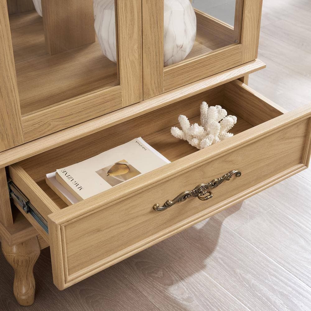 COWLOWN 25.98 in. W x 11.81 in. D x 51.58 in. H Bathroom Light Brown Linen Cabinet (3)