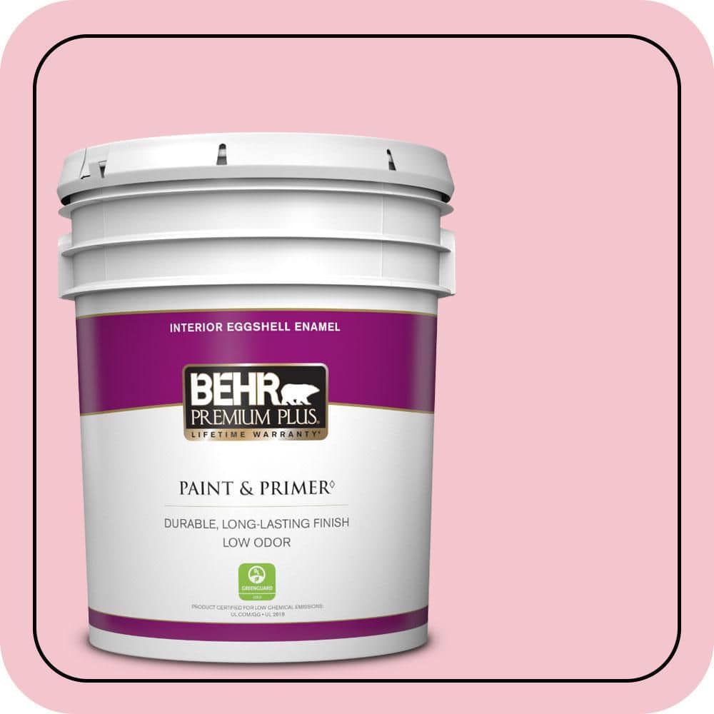 BEHR PREMIUM PLUS 5 gal. #P150-2 Energetic Pink Eggshell Enamel Low Odor Interior Paint & Primer