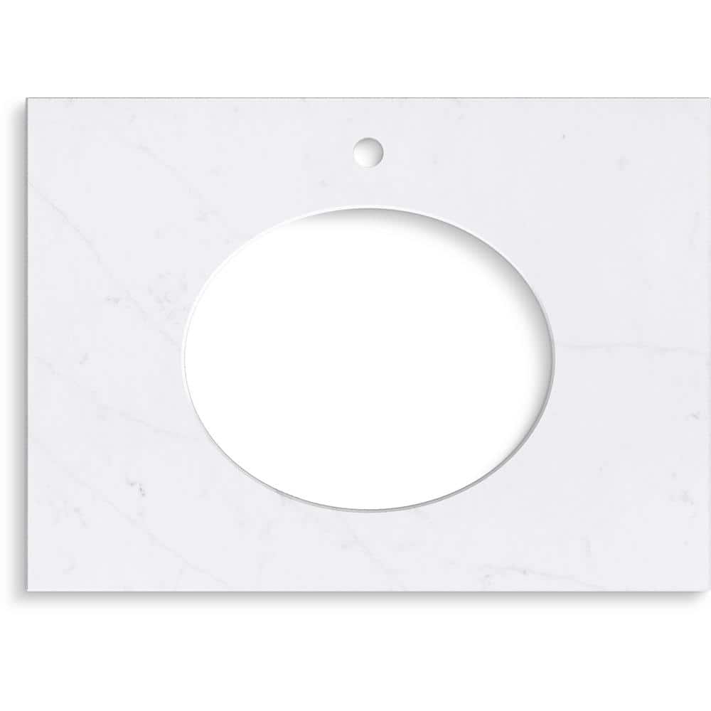 KOHLER Silestone 31 in. W x 22.4375 in. D Quartz Oval Cutout with Vanity Top in Eternal Statuario (3)
