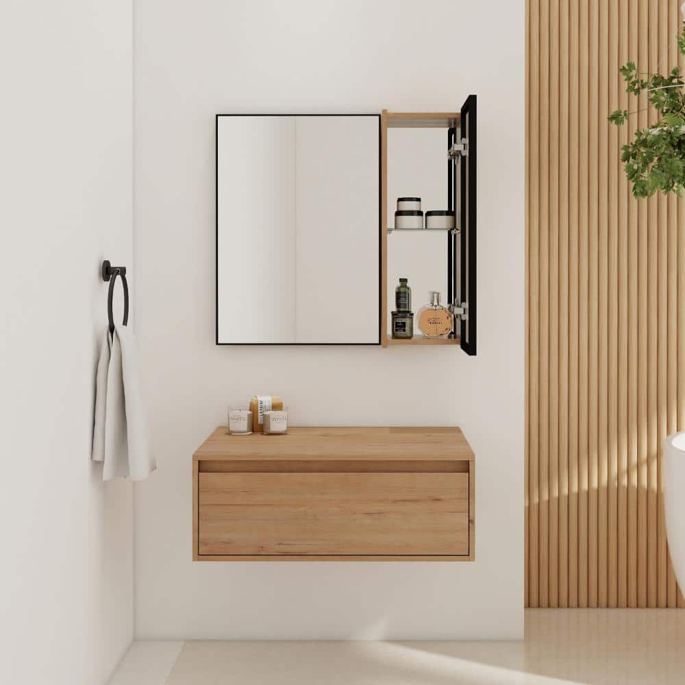 Unbranded 30 in. Floating Bathroom Vanity without Top, Dressing Table with Drawer & Mirror, Wall Mounted Storage Cabinet with Door