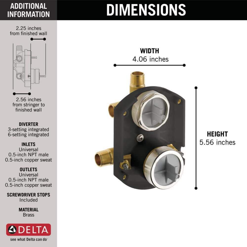 Delta MultiChoice Universal Rough-In Kit with Integrated Diverter and Stops (2)