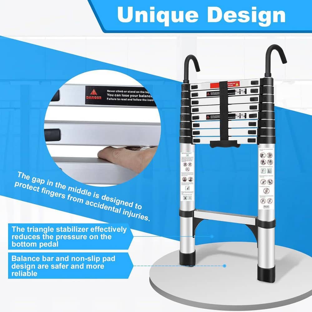 Unbranded 17 ft. Aluminum Multi-Position Ladder with Stabilizer and Wheels, 330 lbs. Capacity (2)