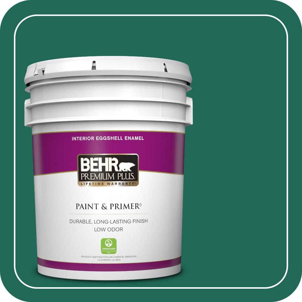 BEHR PREMIUM PLUS 5 gal. #S-H-480 Forest Rain Eggshell Enamel Low Odor Interior Paint & Primer