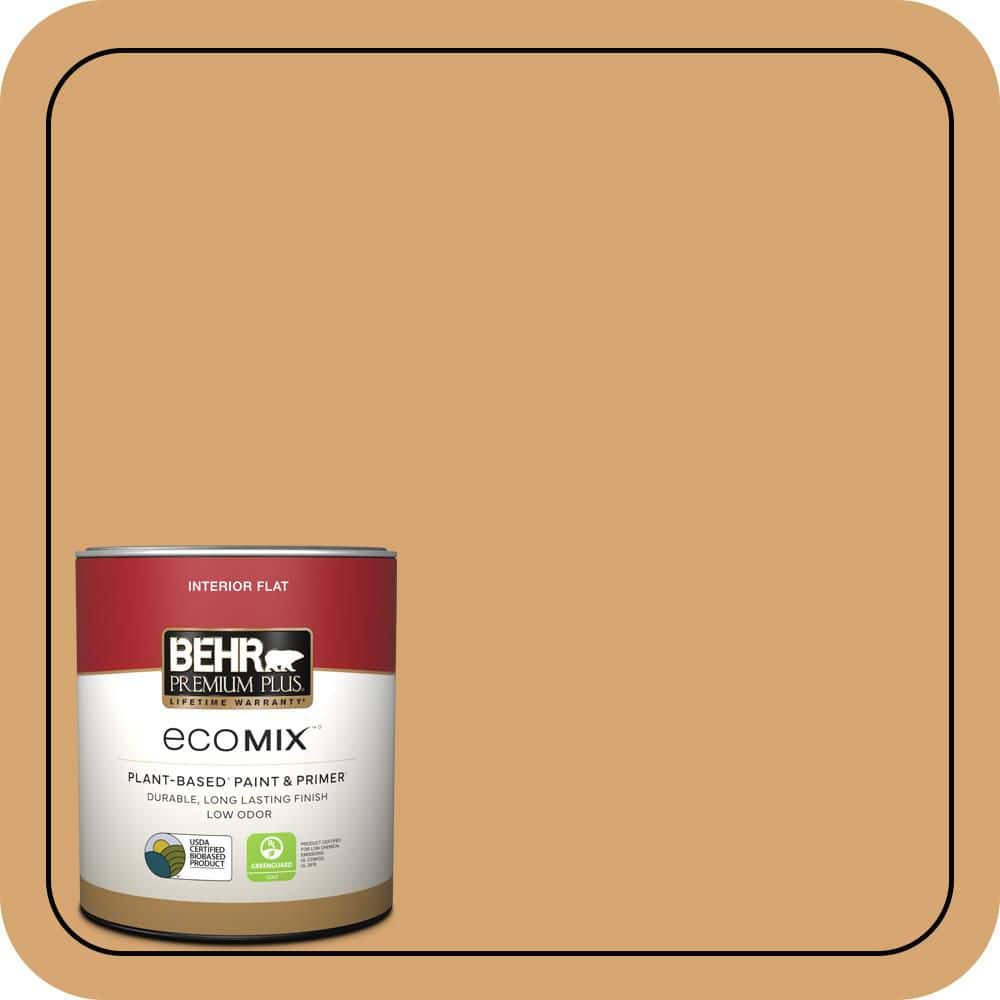 BEHR PREMIUM PLUS 1 qt. #M250-4 Cake Spice Flat EcoMix Plant-Based Interior Paint & Primer (1)