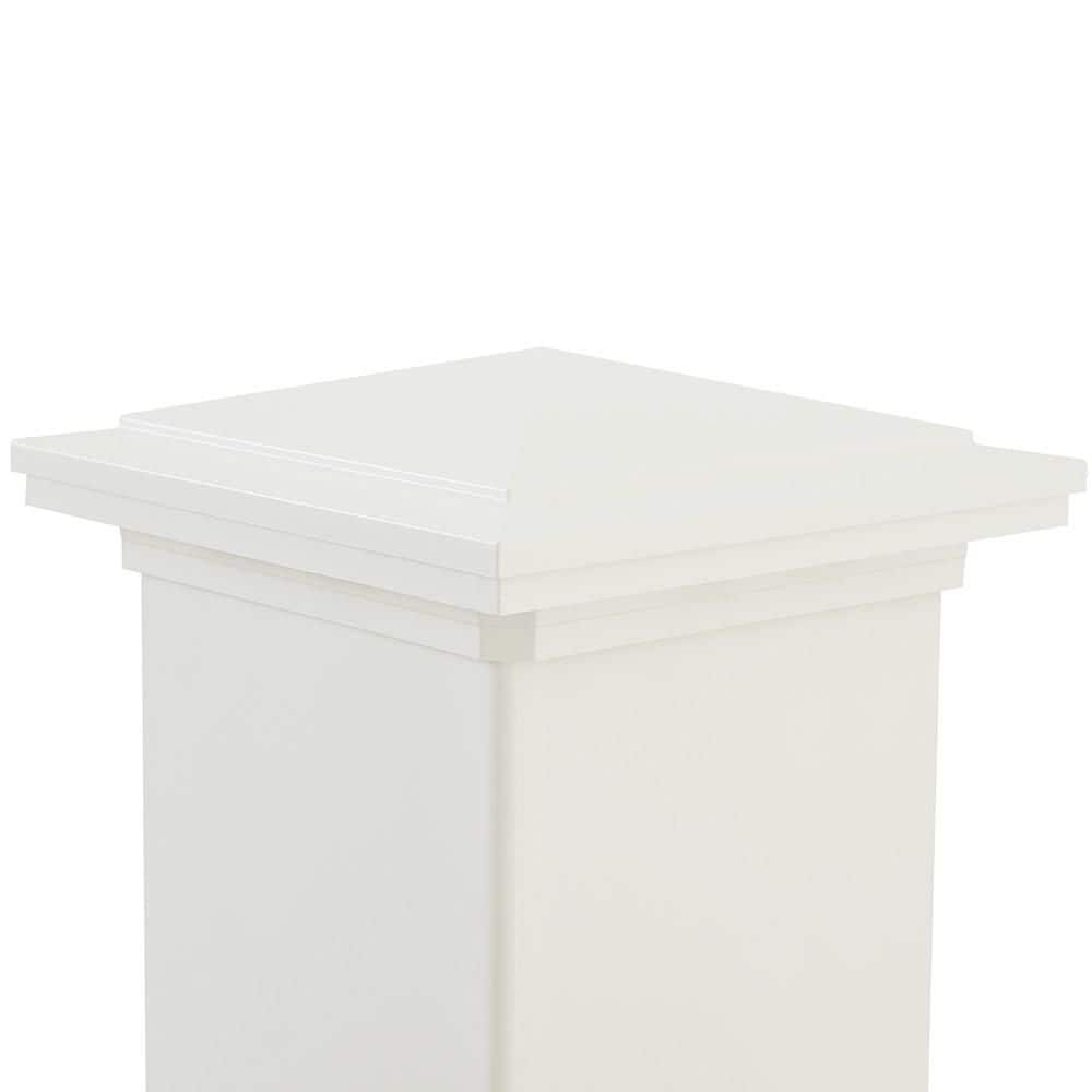 Fiberon 5 in. x 5 in. Tranquil White Composite Flat Top Post Cap with Downward Light (Power Supply Sold Separately) (2)