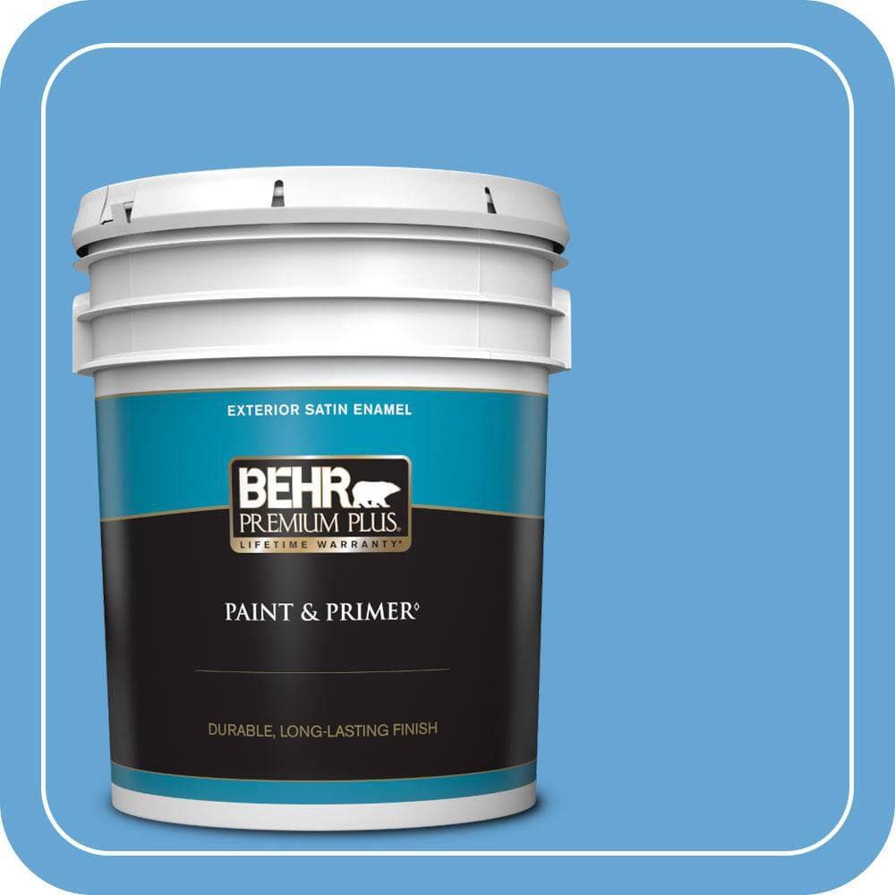 BEHR PREMIUM PLUS 5 gal. #560B-5 Ocean Tropic Satin Enamel Exterior Paint & Primer