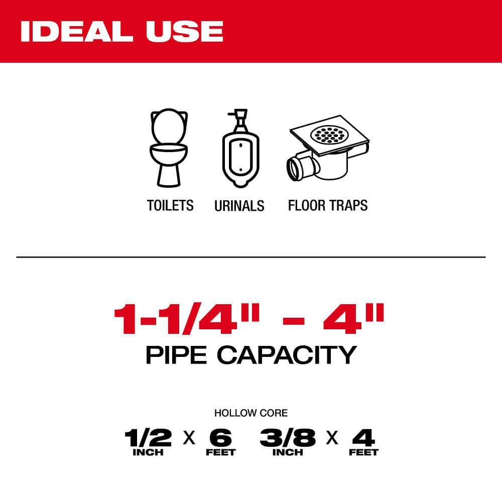 Milwaukee M12 Trap Snake 12V Lithium-Ion Cordless 4 ft. Urinal and 6 ft. Toilet Auger Combo Kit (3)