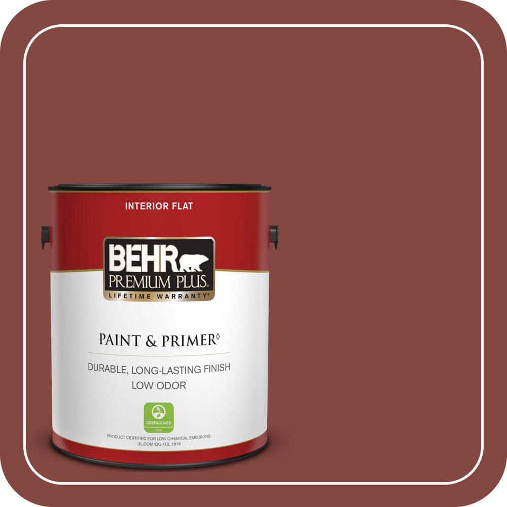 BEHR PREMIUM PLUS 1 gal. #S-H-170 Red Brick Flat Low Odor Interior Paint & Primer