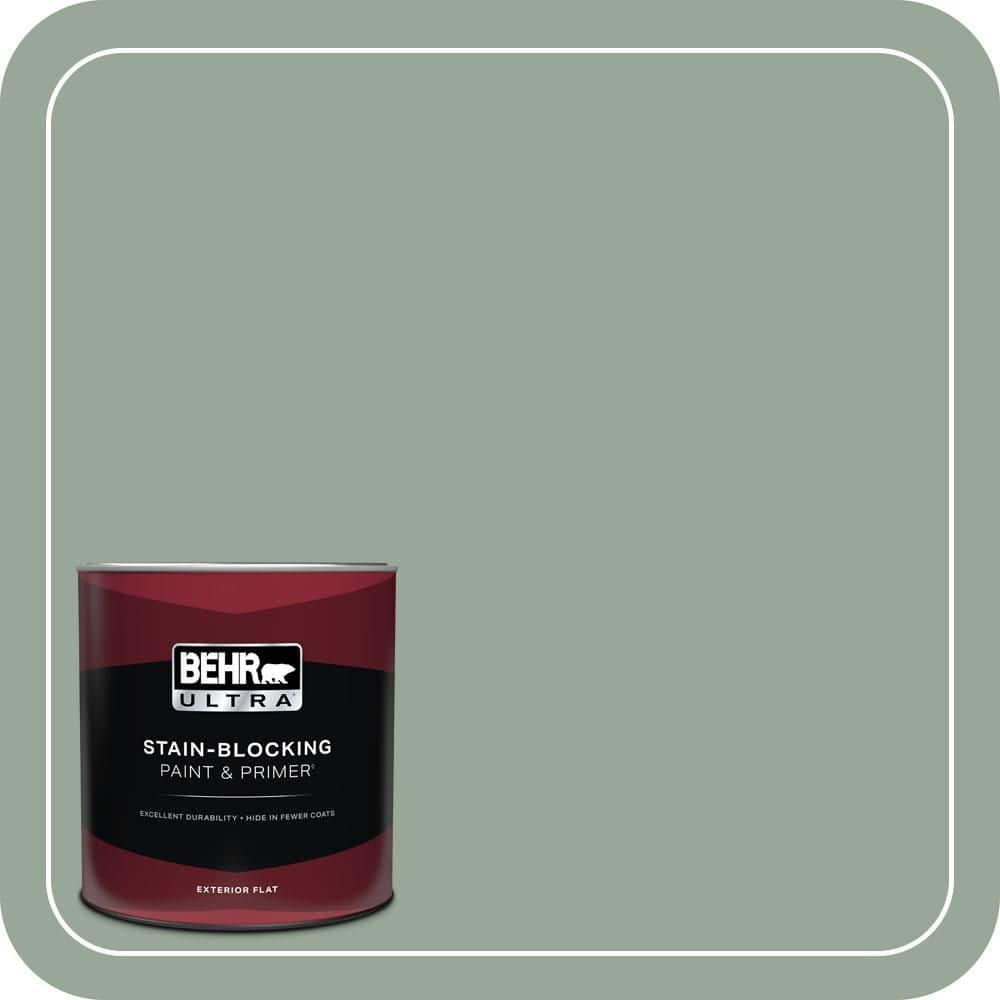 BEHR ULTRA 1 qt. #MQ6-17 Green Trellis Flat Exterior Paint & Primer