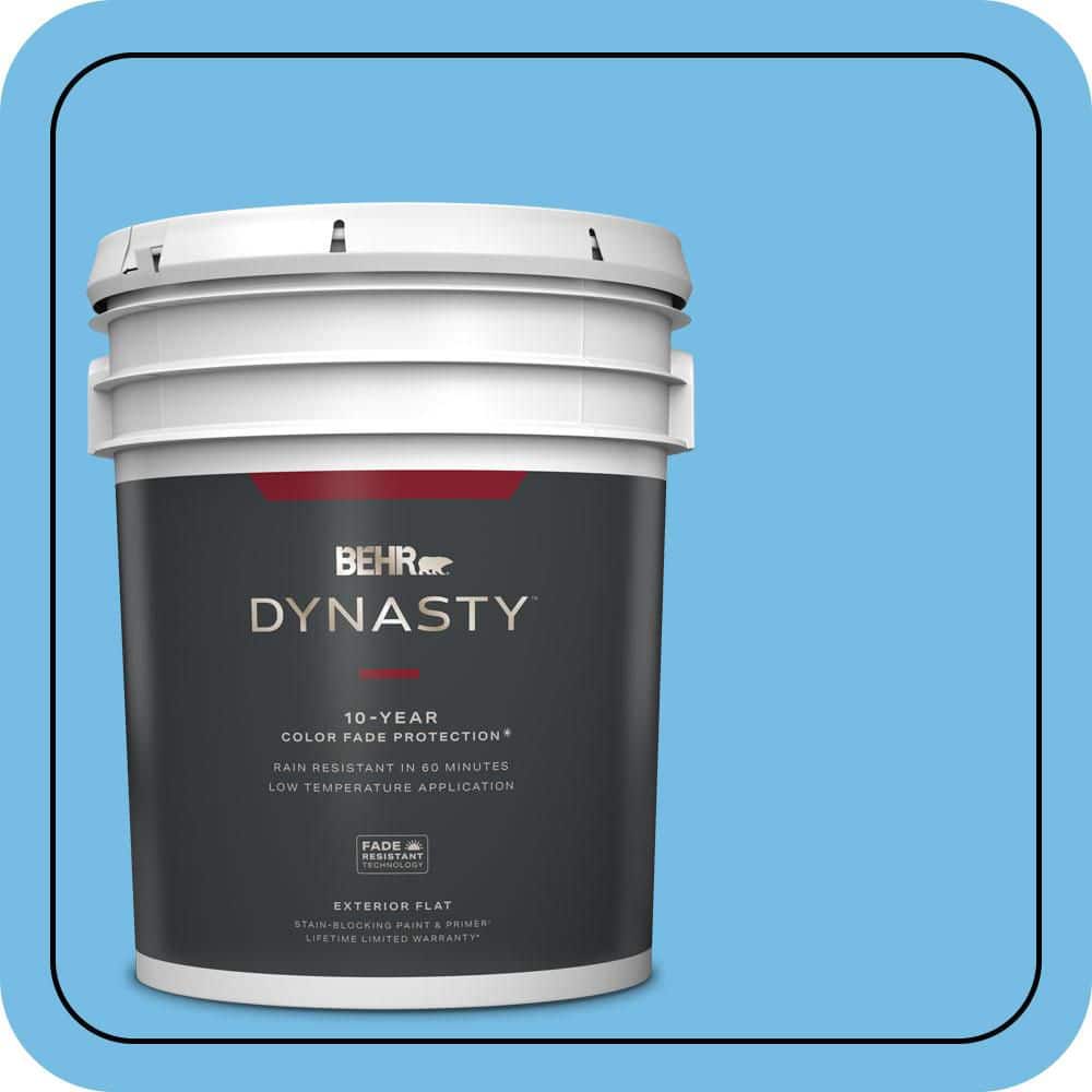 BEHR DYNASTY 5 gal. #550B-4 Costa Rica Blue Flat Exterior Stain-Blocking Paint & Primer