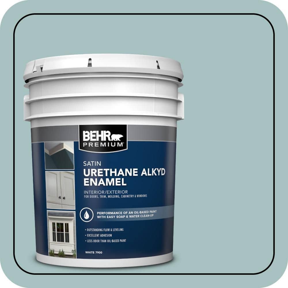 BEHR PREMIUM 5 gal. #500F-4 Swan Sea Urethane Alkyd Satin Enamel Interior/Exterior Paint