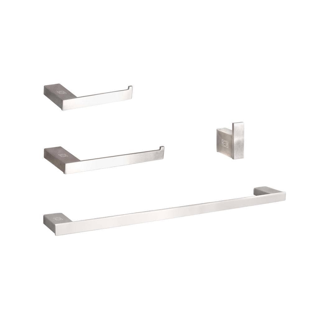 Unbranded Timeless Home 4-Piece Bath Hardware Set with Toilet Paper Holder Towel Rods and Robe Hook