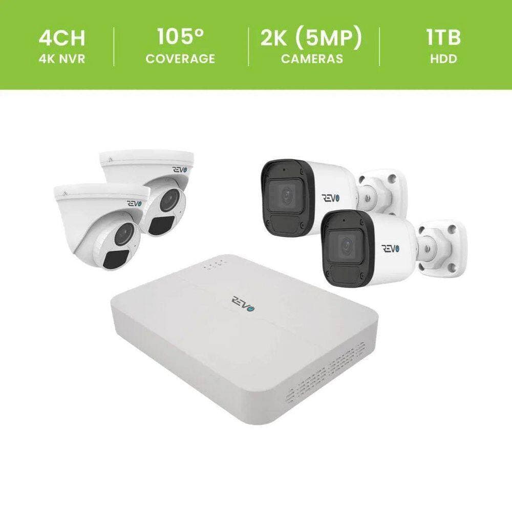 Revo ULTRA BLUE SERIES 4K 4 Channel Wired PoE NVR Smart Security Camera System with 1TB HDD & 4x 5 Megapixel Cameras (2)