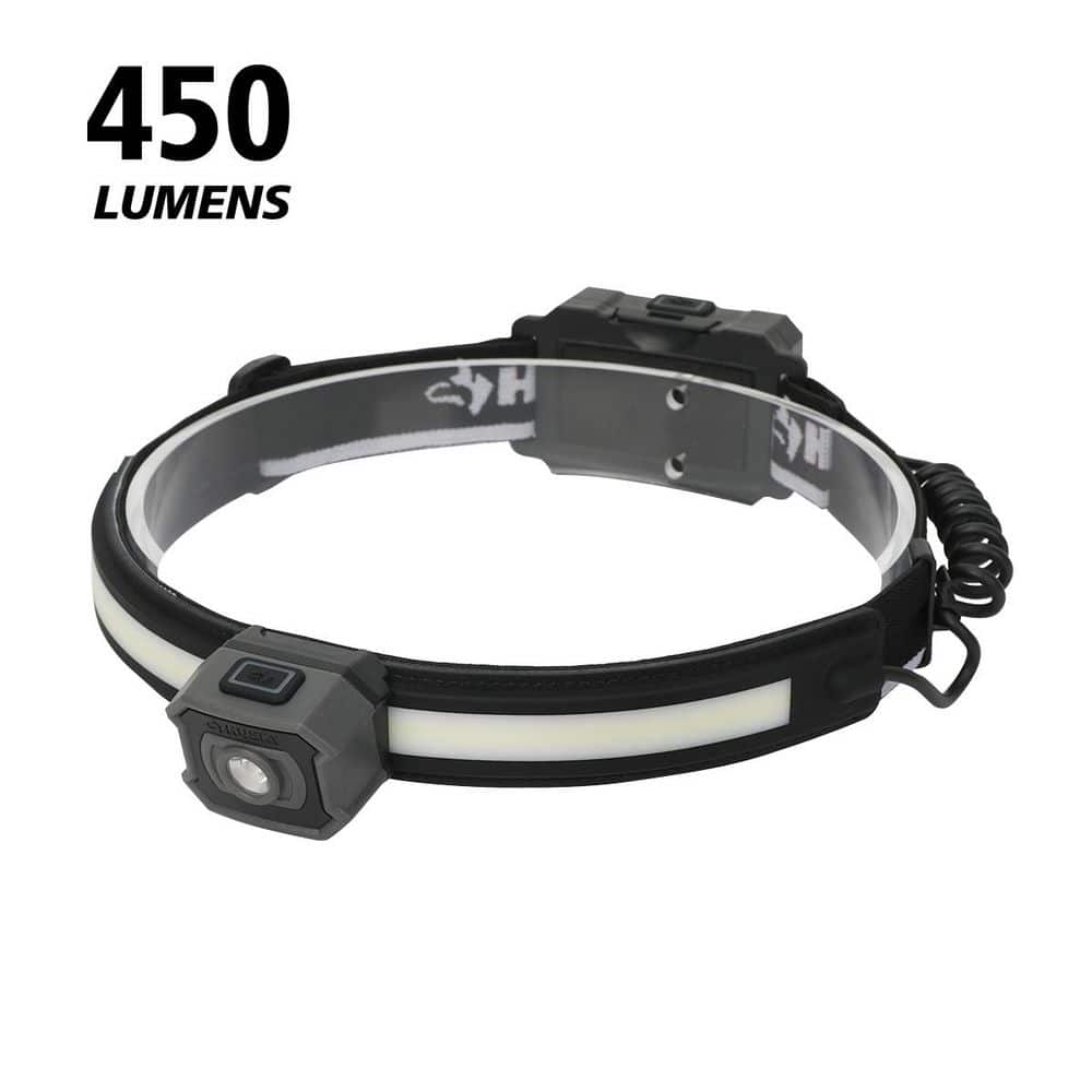 Husky 450 Lumens Dual Power LED Rechargeable Slim Band Headlamp With Removeable Utility Light