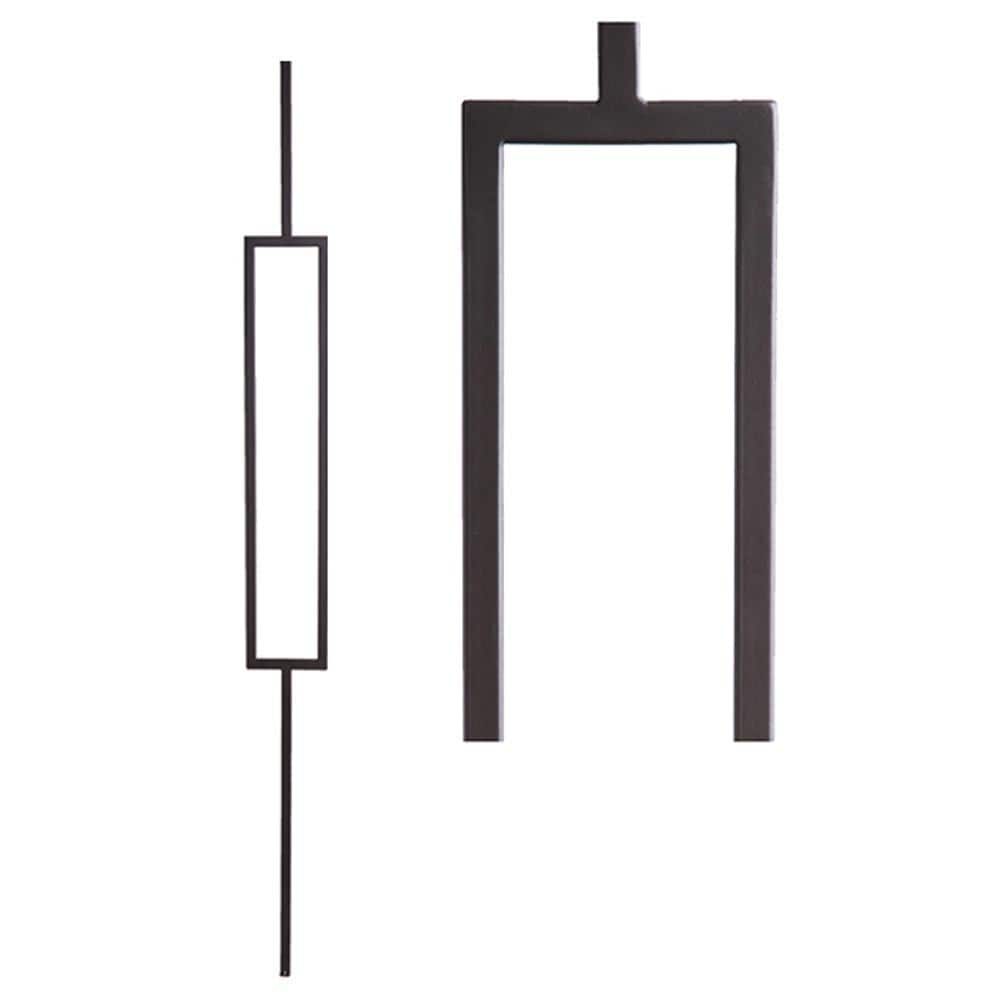 HOUSE OF FORGINGS Aalto Modern 44 in. x 0.5 in. Satin Black Single Rectangle Hollow Wrought Iron Baluster