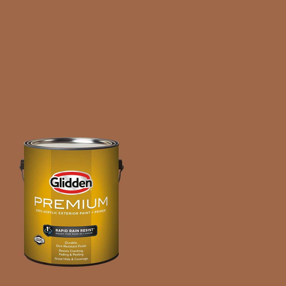 Glidden Premium 1 gal. PPG1069-6 Foxfire Brown Flat Exterior Latex Paint