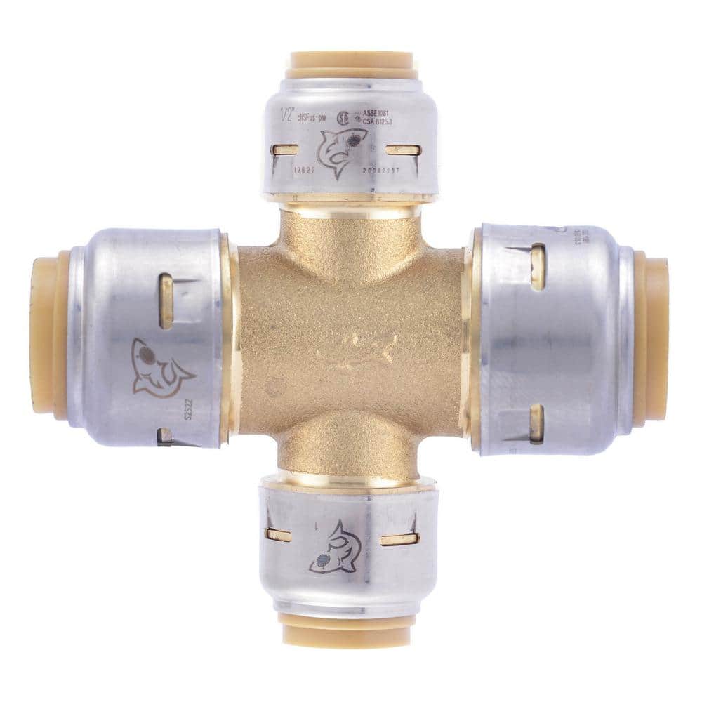SharkBite Max 3/4 in. x 3/4 in. x 1/2 in. x 1/2 in. Push-to-Connect Brass Cross Tee Fitting
