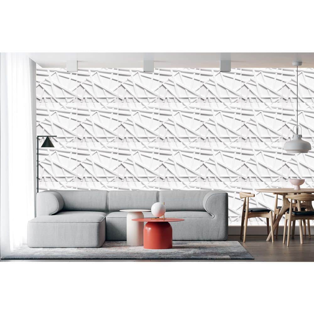 Dundee Deco Falkirk Ross 2/25 in. x 19.7 in. x 19.7 in. White PVC Trusan 3D Decorative Wall Panel 5-Pack (2)