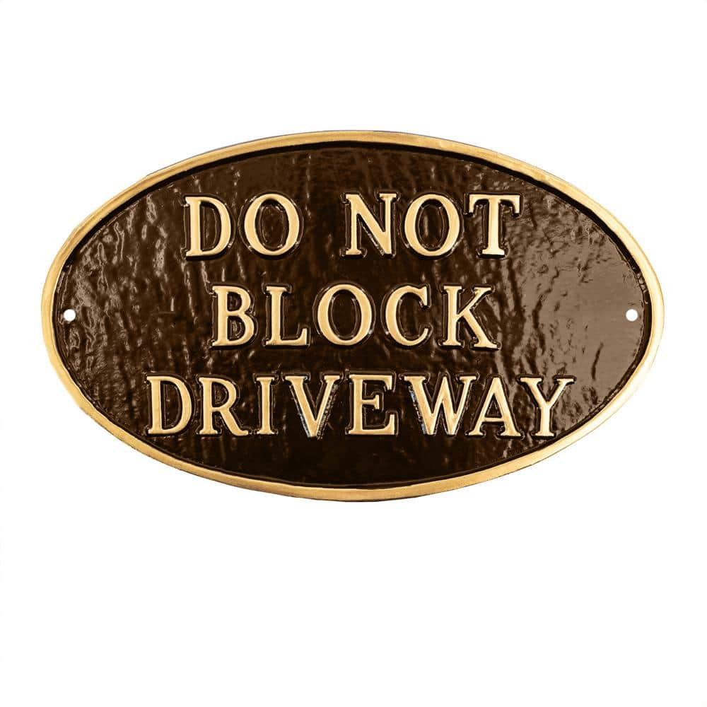 Montague Metal Products 8.5 in. x 13 in. Standard Oval Do Not Block Driveway Statement Plaque Sign-Swedish Iron