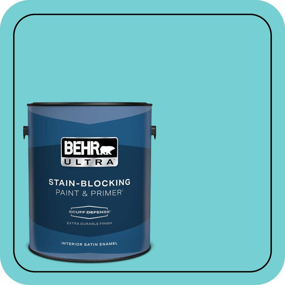 BEHR ULTRA 1 gal. #P460-3 Soft Turquoise Extra Durable Satin Enamel Interior Paint & Primer