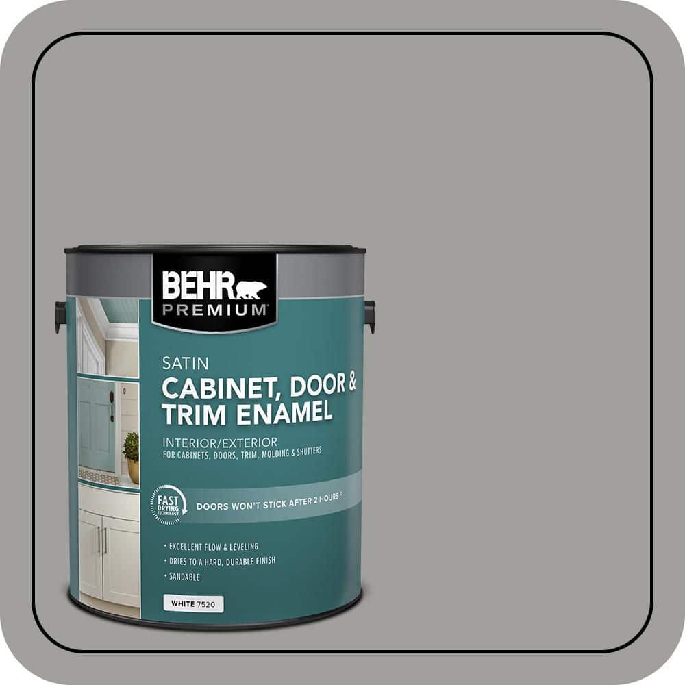 BEHR PREMIUM 1 gal. #MQ6-22 Gateway Gray Satin Enamel Interior/Exterior Cabinet, Door & Trim Paint (1)